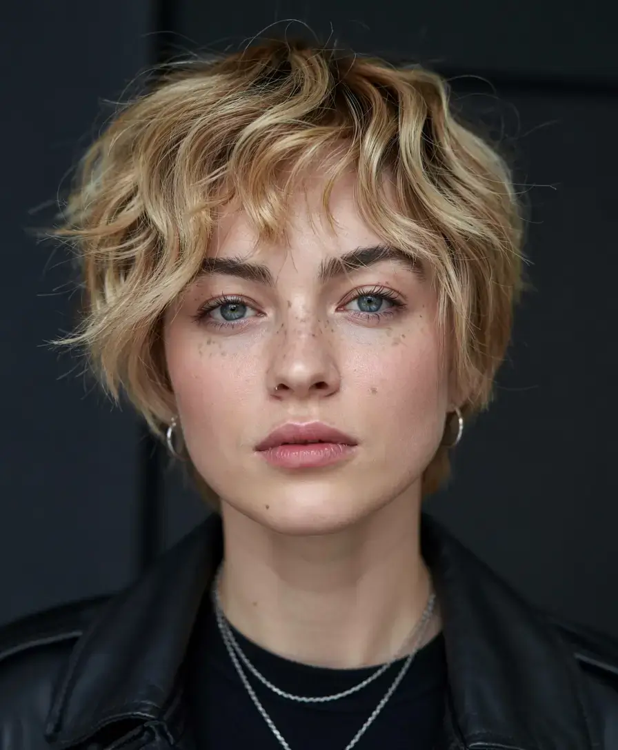 fall 2025 pixie haircut ideas+The Golden Undone Wave Pixie