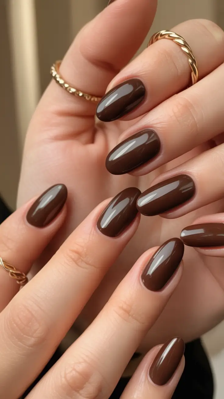 fall acrylic nails: short and long ideas 2025 Chocolate Gloss Classic