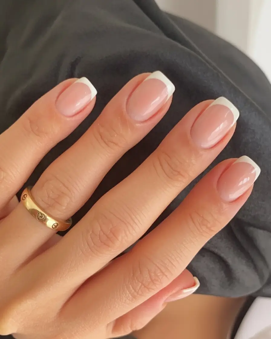 fall acrylic nails: short and long ideas 2025 Crisp Square French