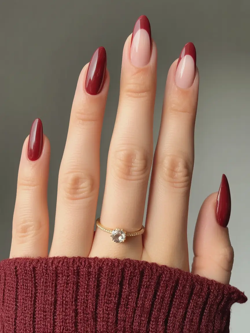 fall acrylic nails: short and long ideas 2025 Classic Merlot Twist