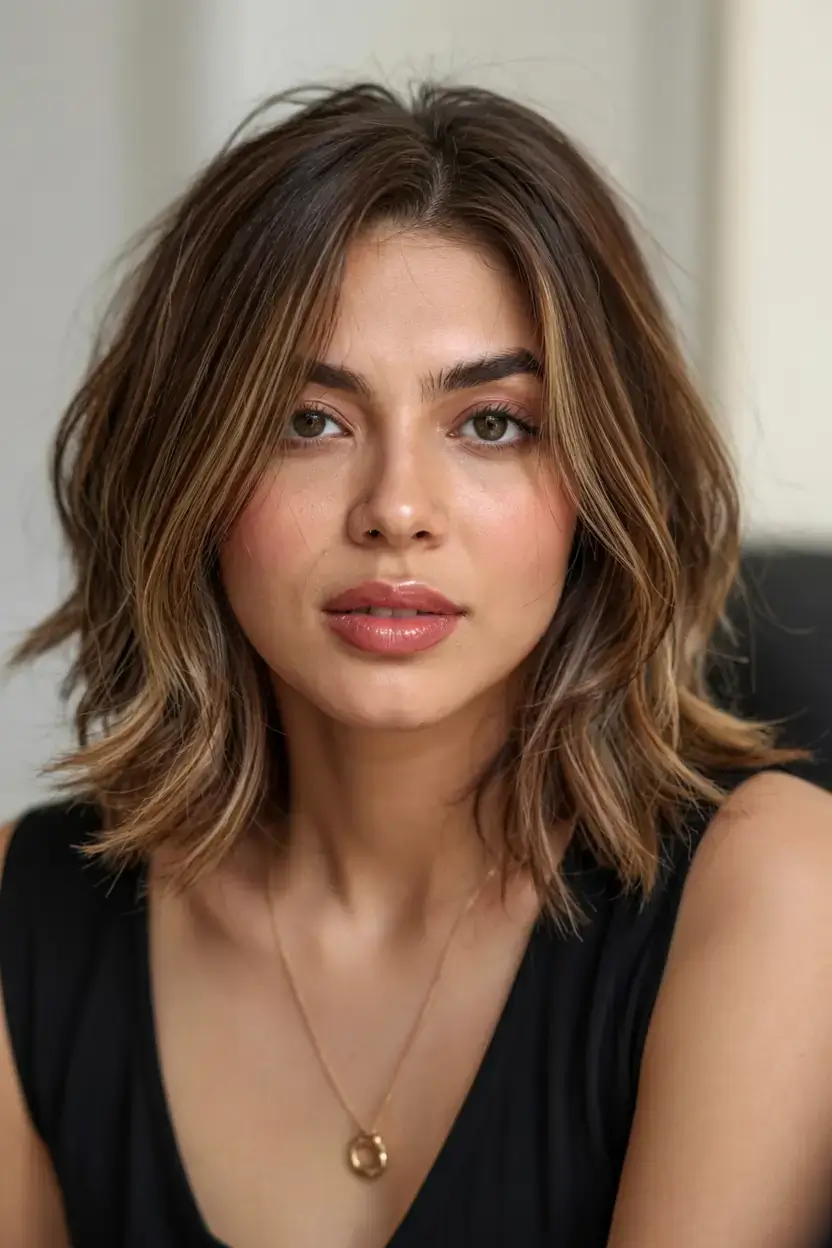 fall bob haircut ideas 2025 Long Shag Bob with Lived-In Volume