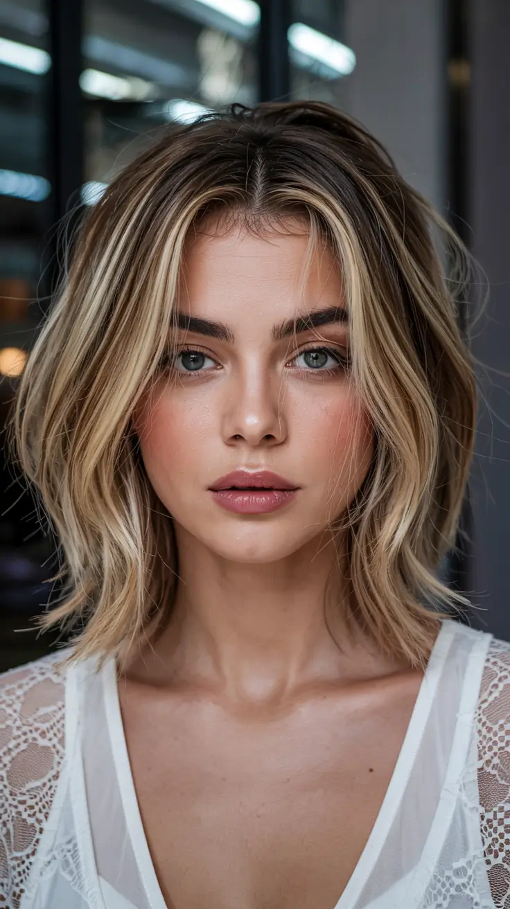 fall bob hairstyle ideas 2025+Piecey Blonde with Defined Ends