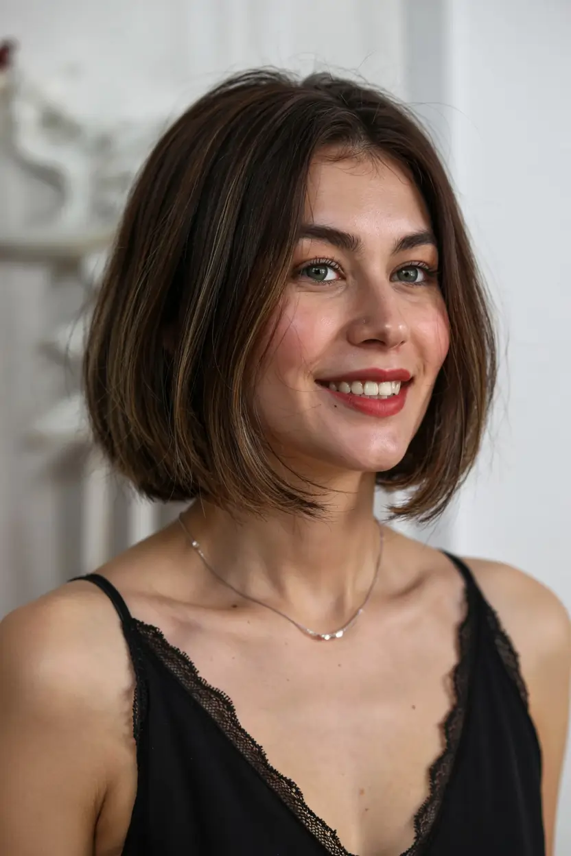 fall bob hairstyle ideas 2025+Silky Structure with a Hint of Mischief