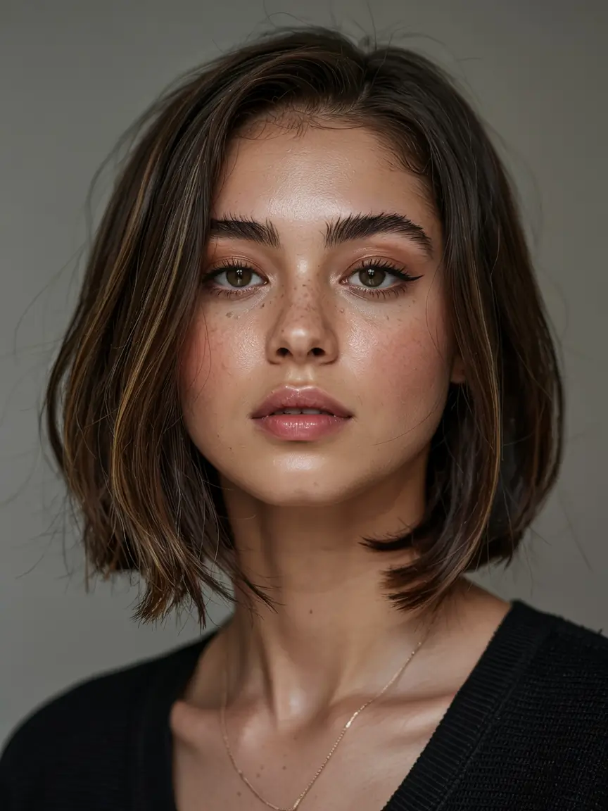 fall bob hairstyle ideas 2025+Laid-Back Layers with Barely-There Highlights