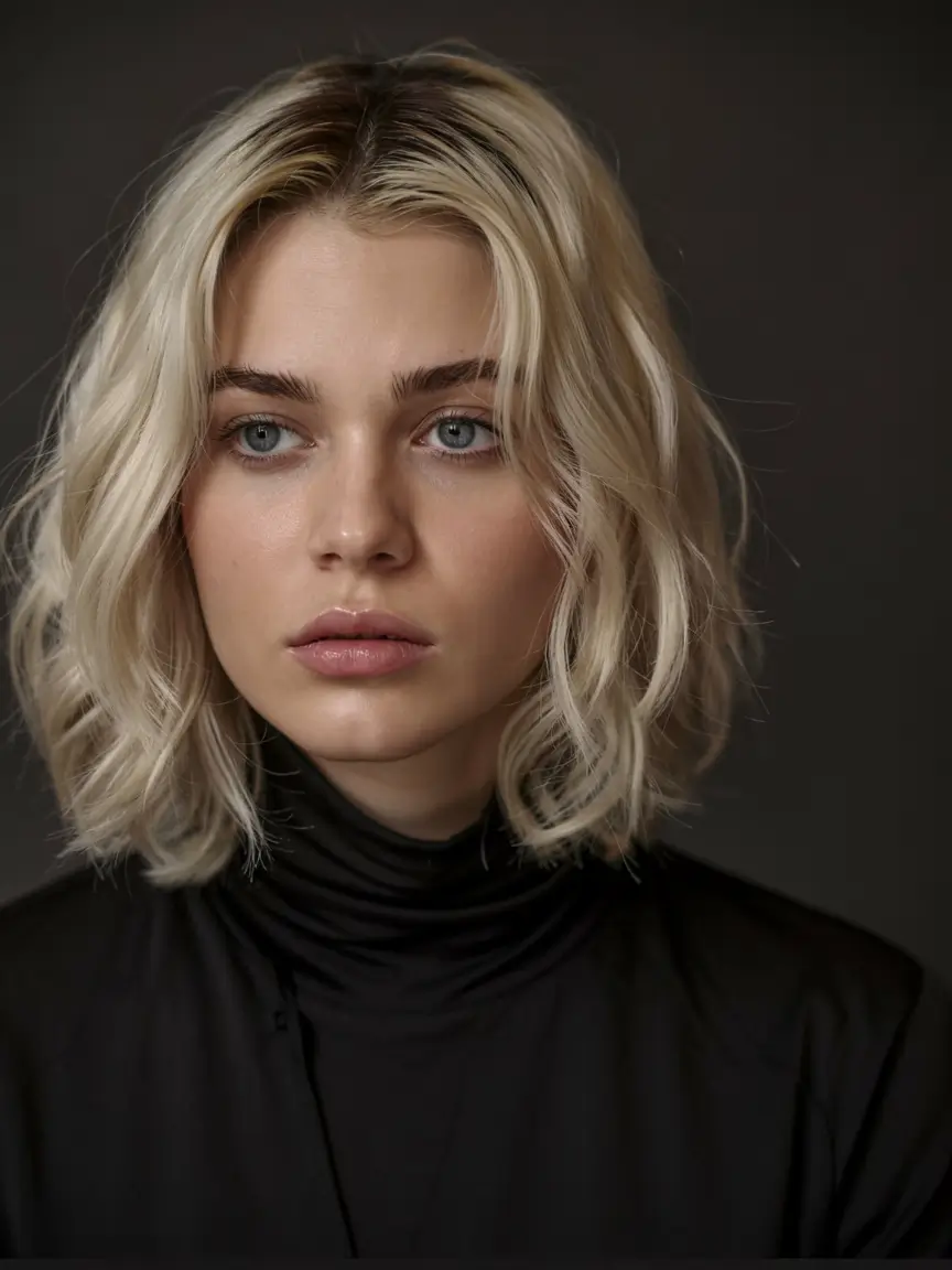 fall bob hairstyle ideas 2025+Soft Platinum for Moody Fall Mornings