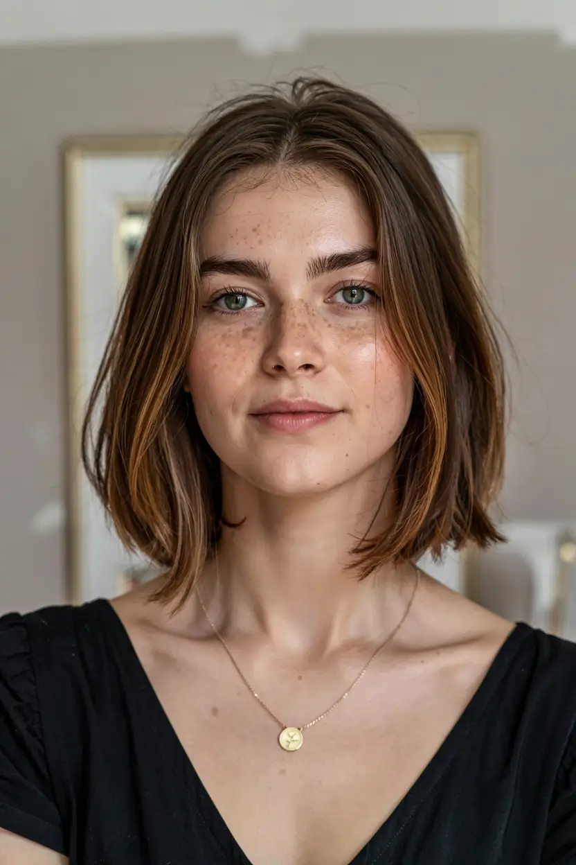fall bob hairstyle ideas 2025+Light Layered Ends with Natural Warmth