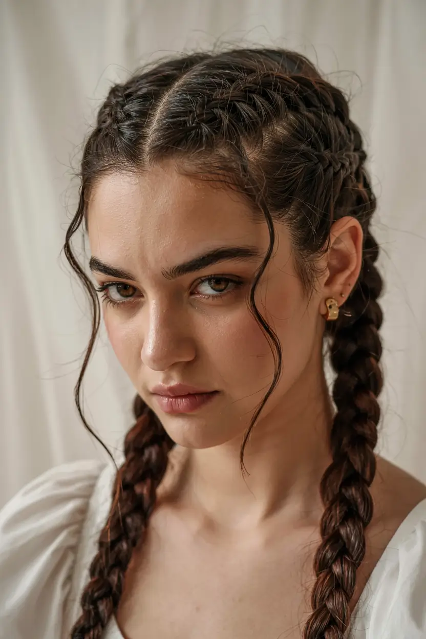 fall braids hairstyle ideas 2025+Defined Boxer Braids with Statement Edges