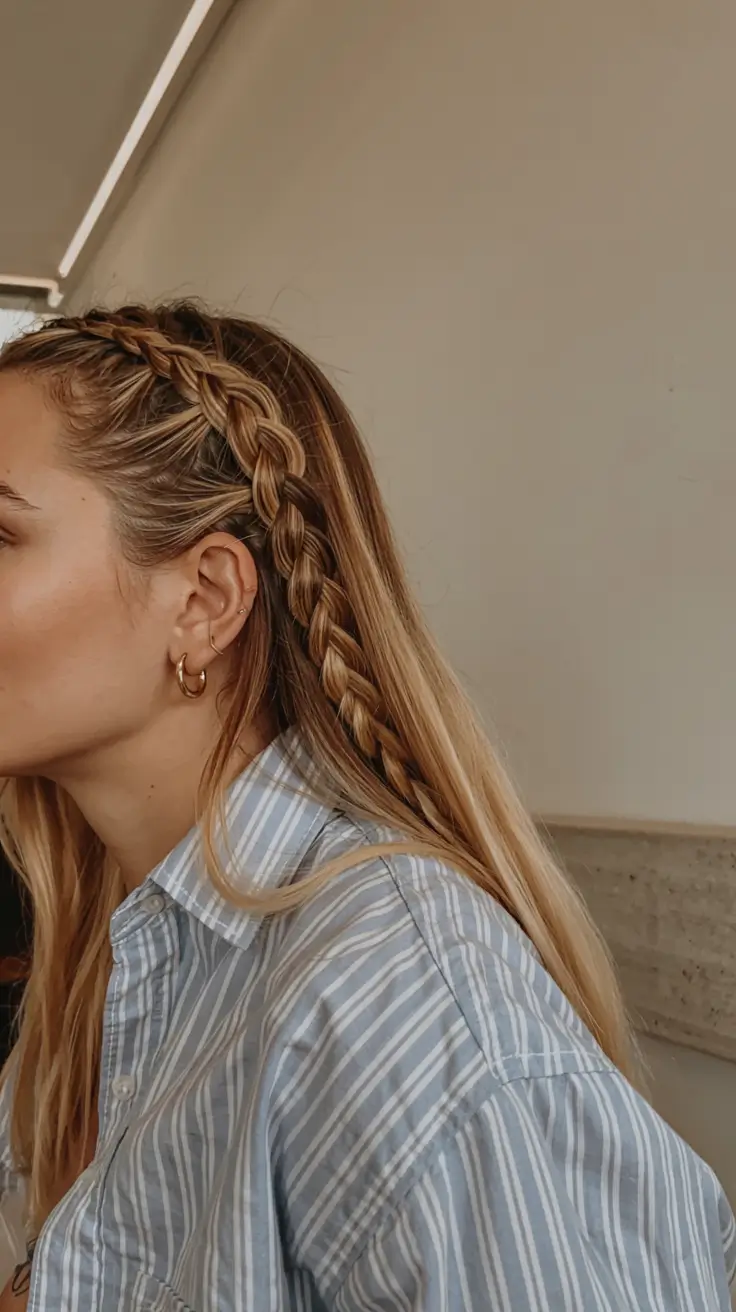 fall braids hairstyle ideas 2025+Side Braided Accent for Straight Hair