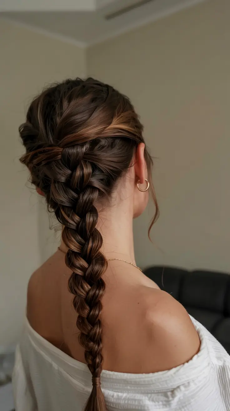 fall braids hairstyle ideas 2025+Sculpted Braid with Twisted Crown