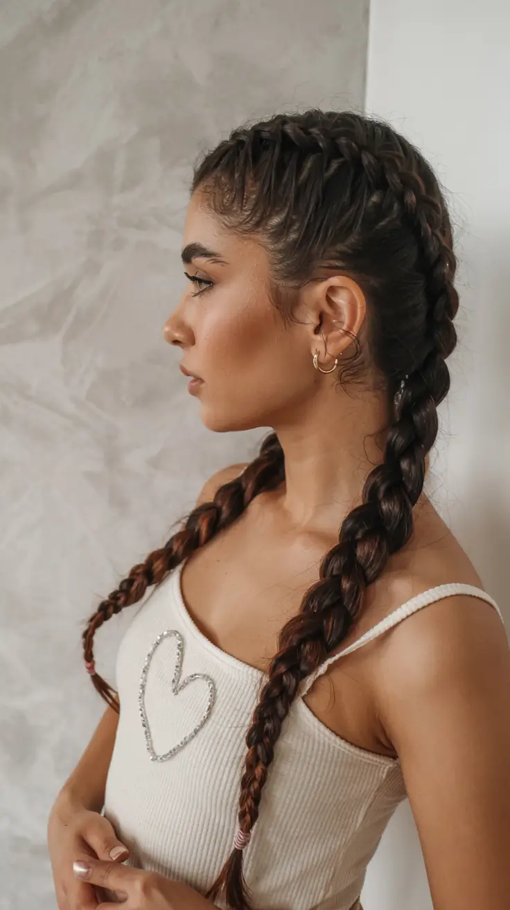 fall braids hairstyle ideas 2025+Thick Cornrow-Inspired Twin Braids