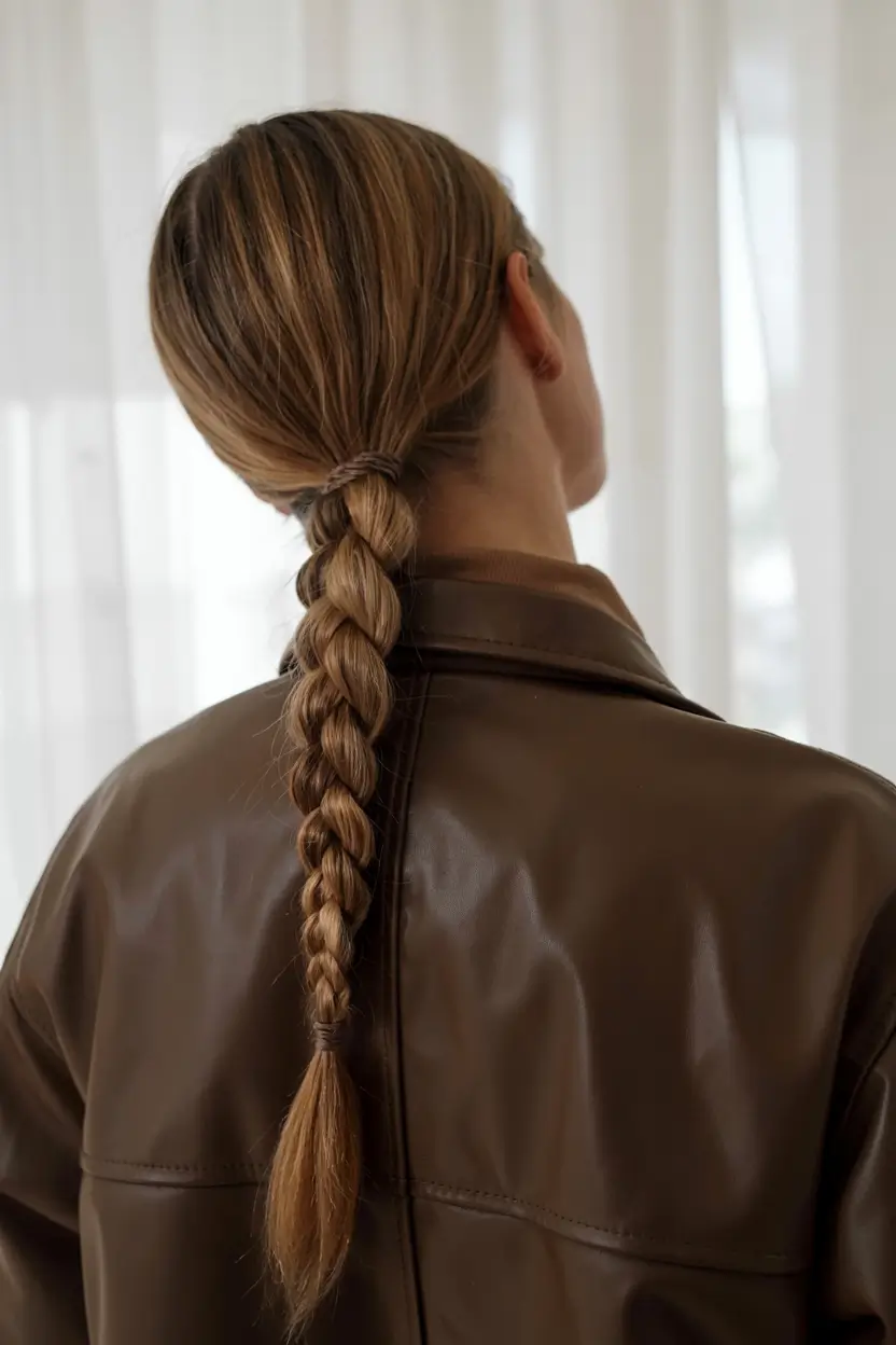 fall braids hairstyle ideas 2025+Minimalist Mid-Braid