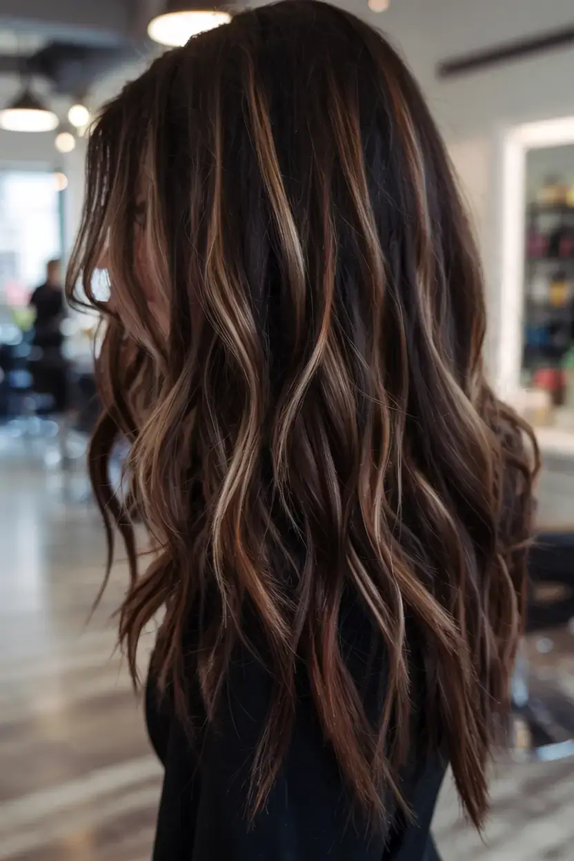 fall hair color for brown skin 2025 Cocoa Cinnamon Flow with Bold Honey Drizzle