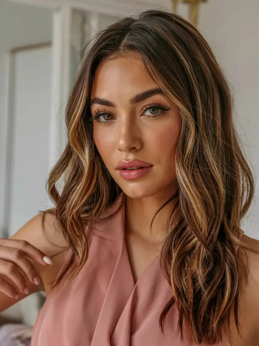 fall hair color for brown skin 2025 Dimensional Mocha Layers with Honeylight Flickers