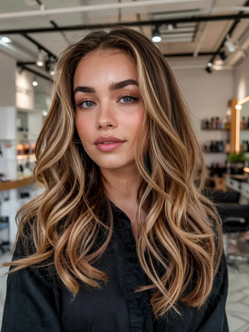 fall hair color ideas for deep skin tones 2025+Butterscotch Blonde S-Curls With Dark Base