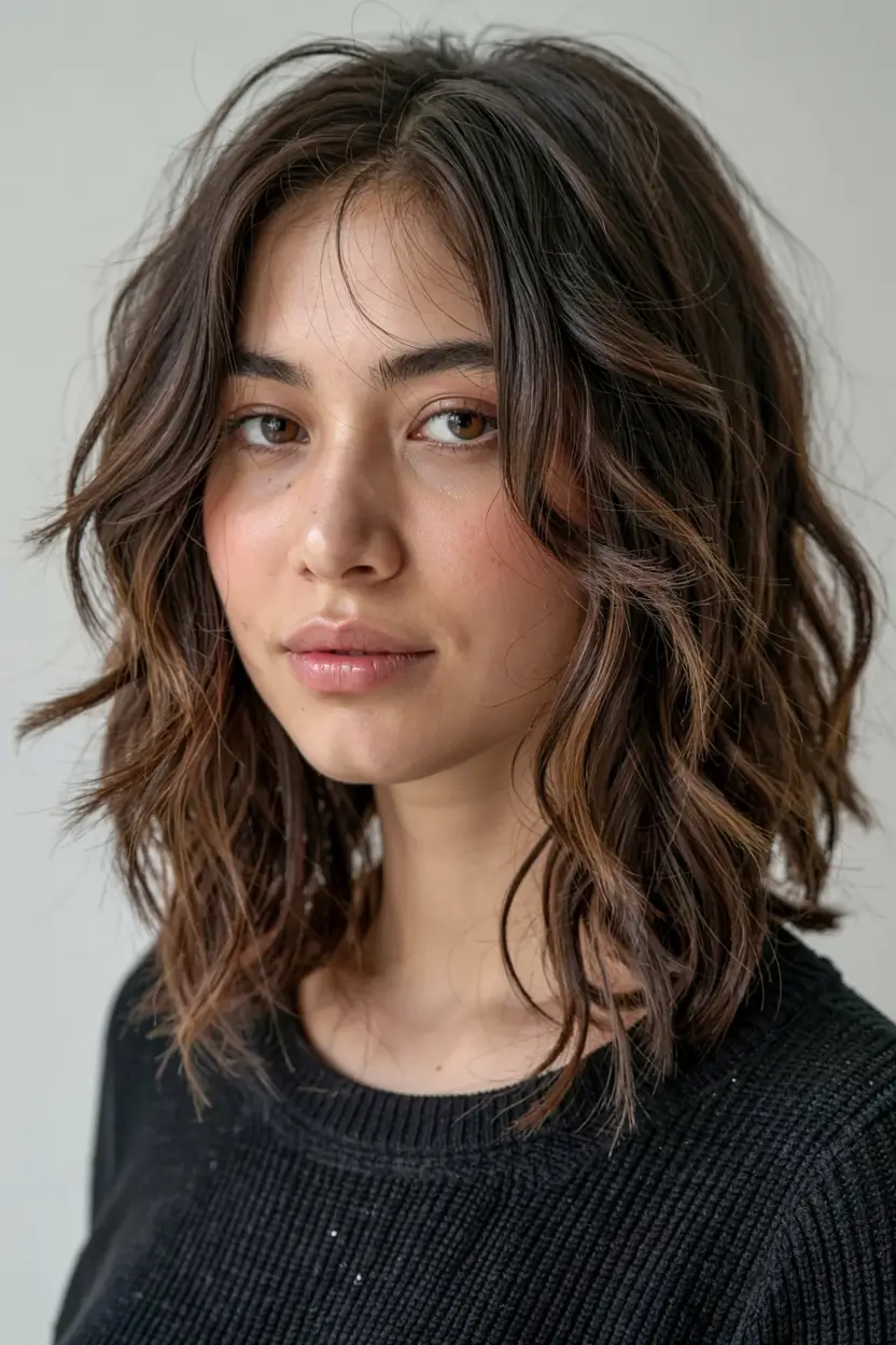 fall haircut for round face 2025+Sculpted Layers with Soft Flicked Ends