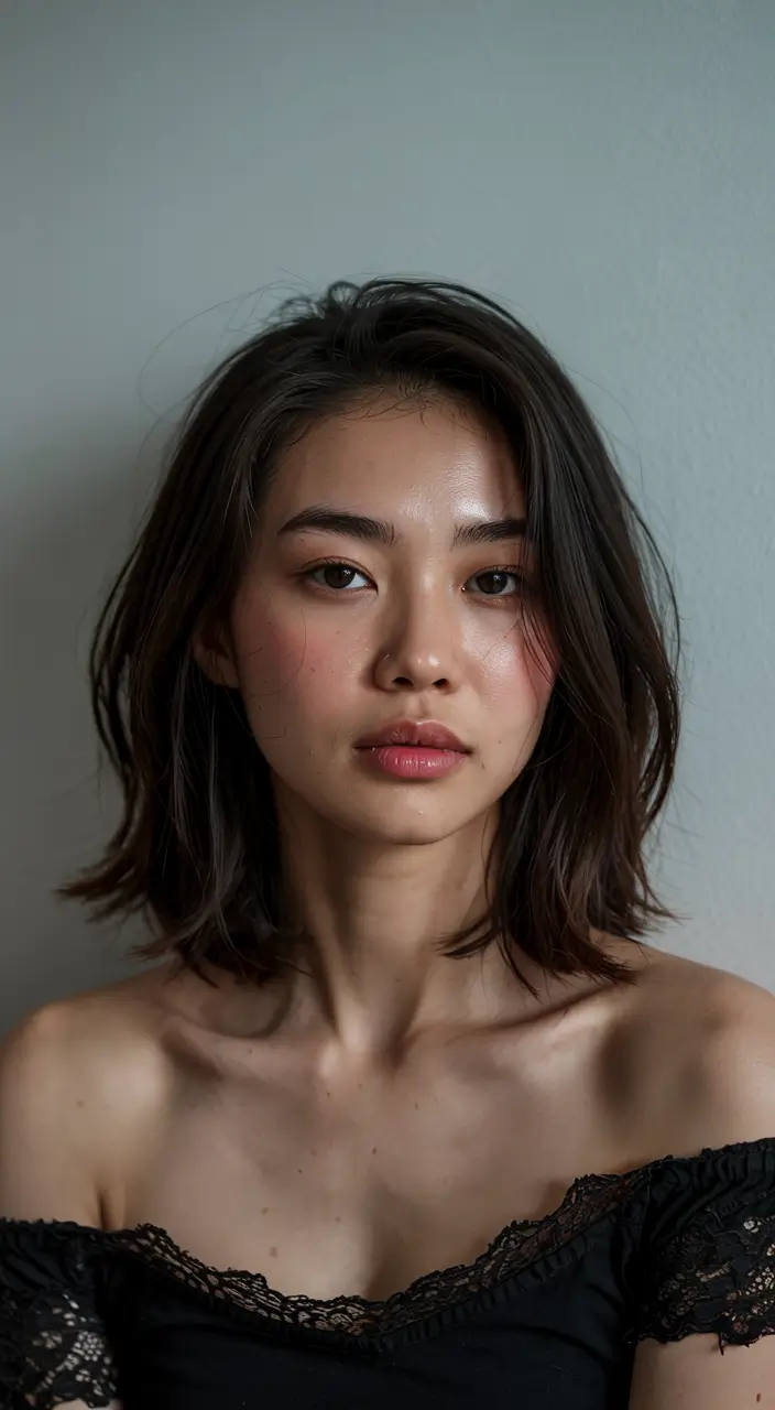 fall haircut for round face 2025+Sleek & Streamlined with Tucked-In Ends