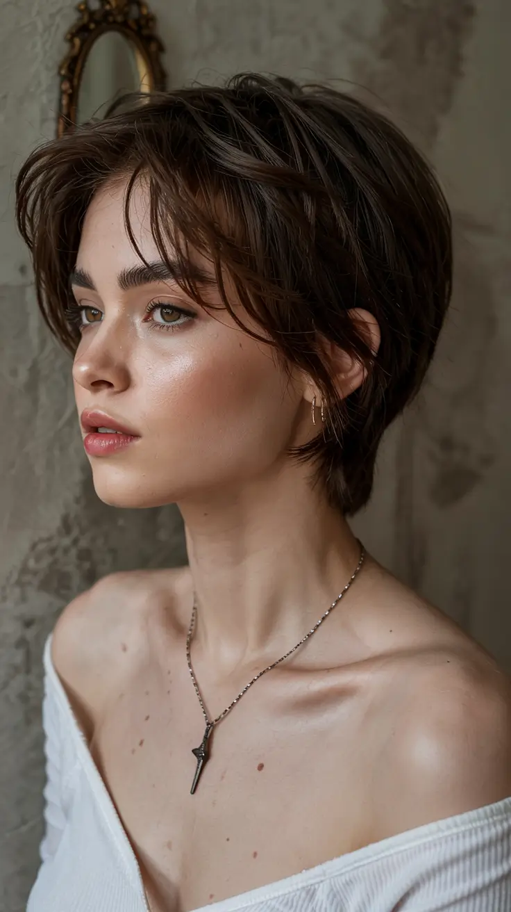 fall haircut for round face 2025+Textured French Pixie with Micro Fringe
