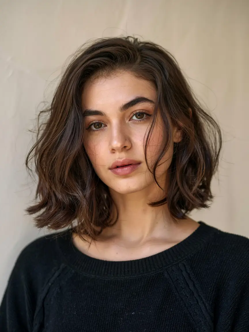 fall haircut for round face 2025+Loose-Ended Lob with Side Volume