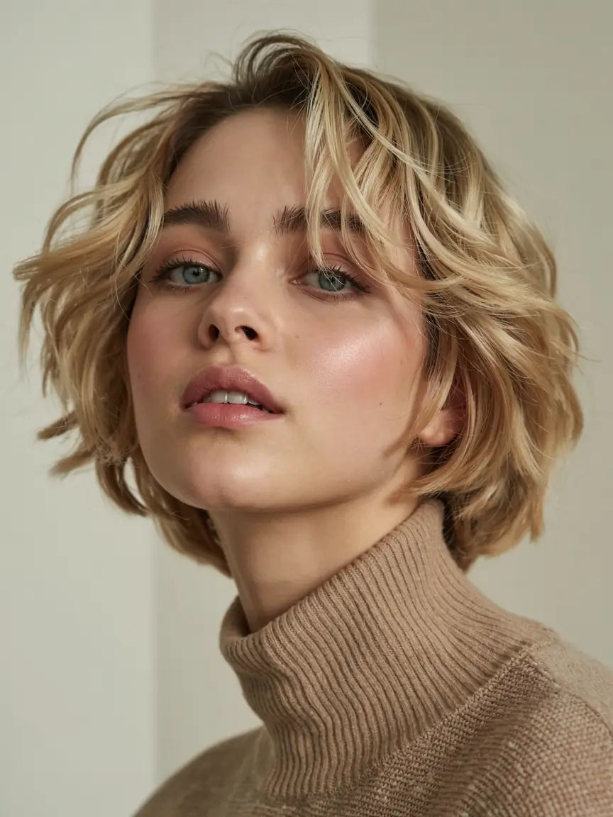 fall haircut for round face 2025 Layered Sophistication with a Soft Blowout