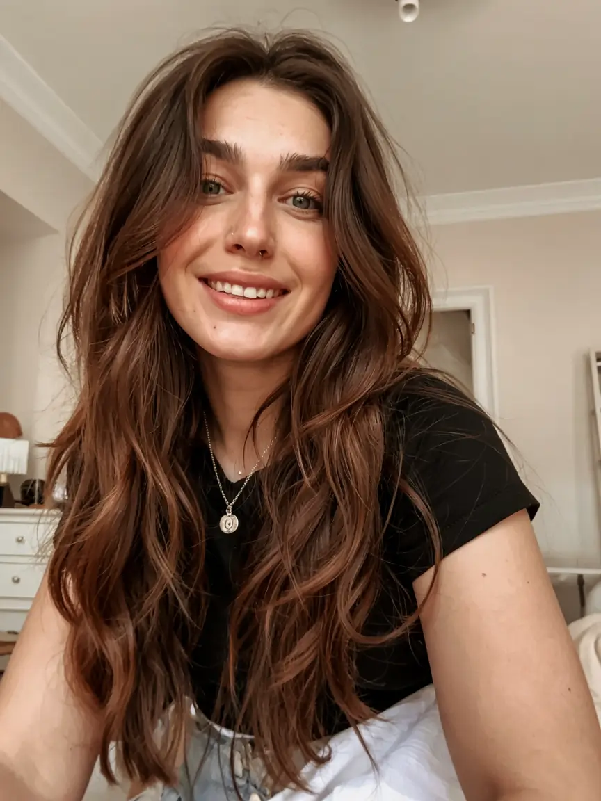 fall haircut for round face 2025 Long, Layered Texture with Face Framing