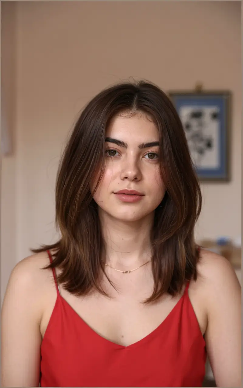 fall haircut for round face 2025+Center-Parted, Feathered Layers