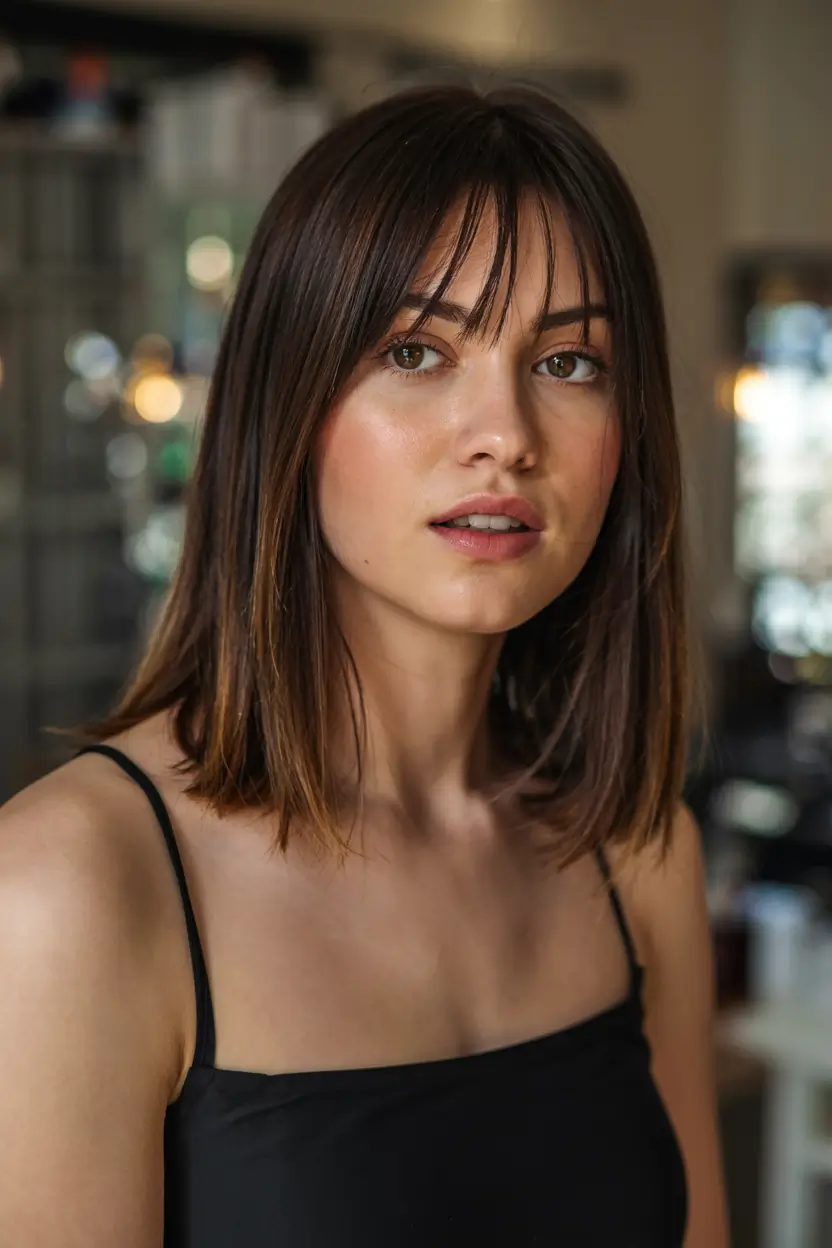 fall haircut with bangs 2025 Blunt Bob with Baby Fringe