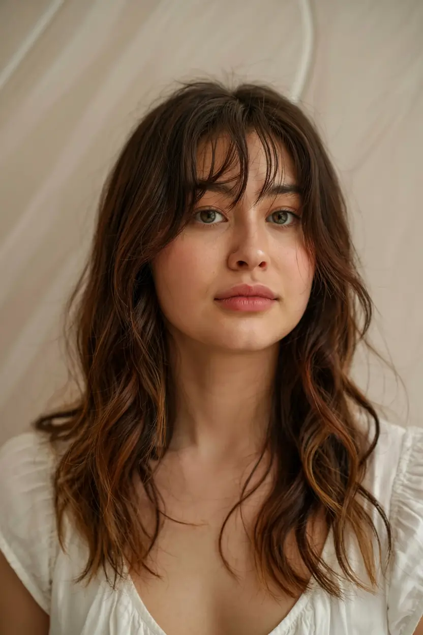 fall haircut with bangs 2025 Modern Romantic with Air-Dried Waves