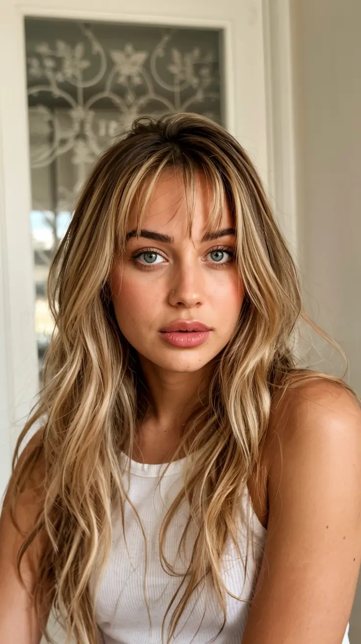 fall haircut with bangs 2025 Sun-Kissed Blonde with Breezy Bangs