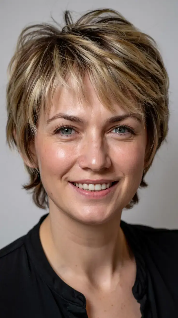 fall haircuts for women over 60 ideas 2025 Golden Shag with Tousled Bangs