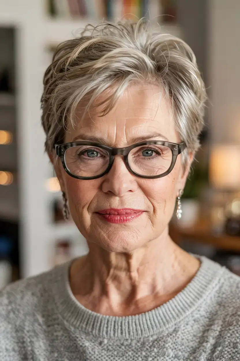 fall haircuts for women over 60 ideas 2025+Textured Bob with Silver Elegance
