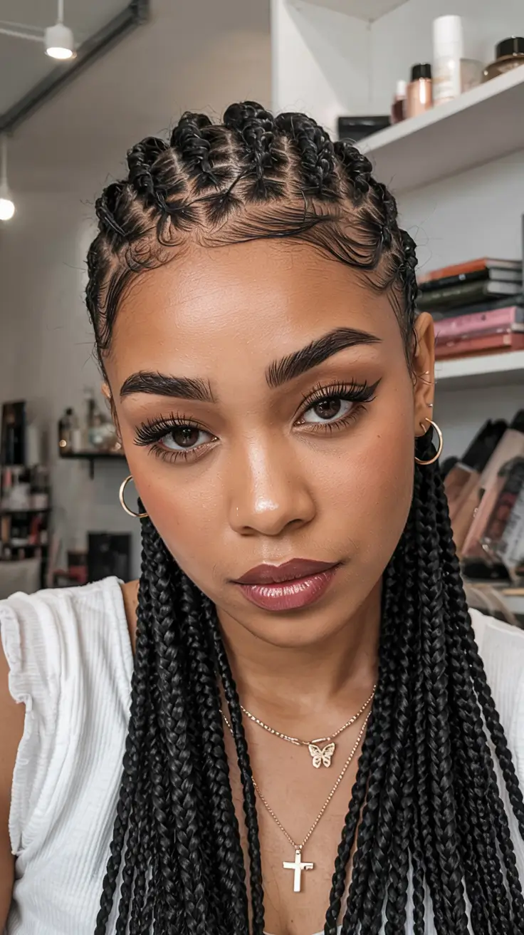 fall hairstyle black women 2025 Stitch Braids with Extra Length