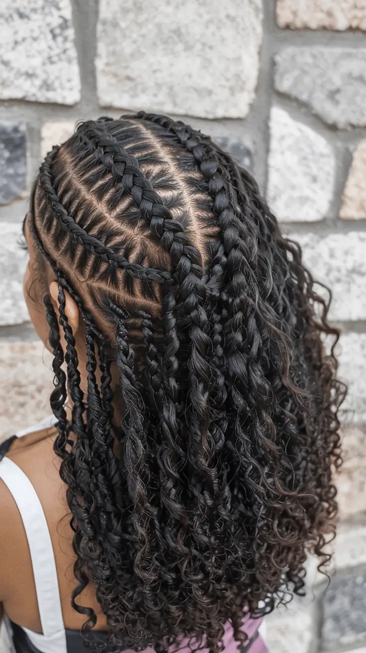 fall hairstyle black women 2025 Braid-Out Combo with Coily Contrast