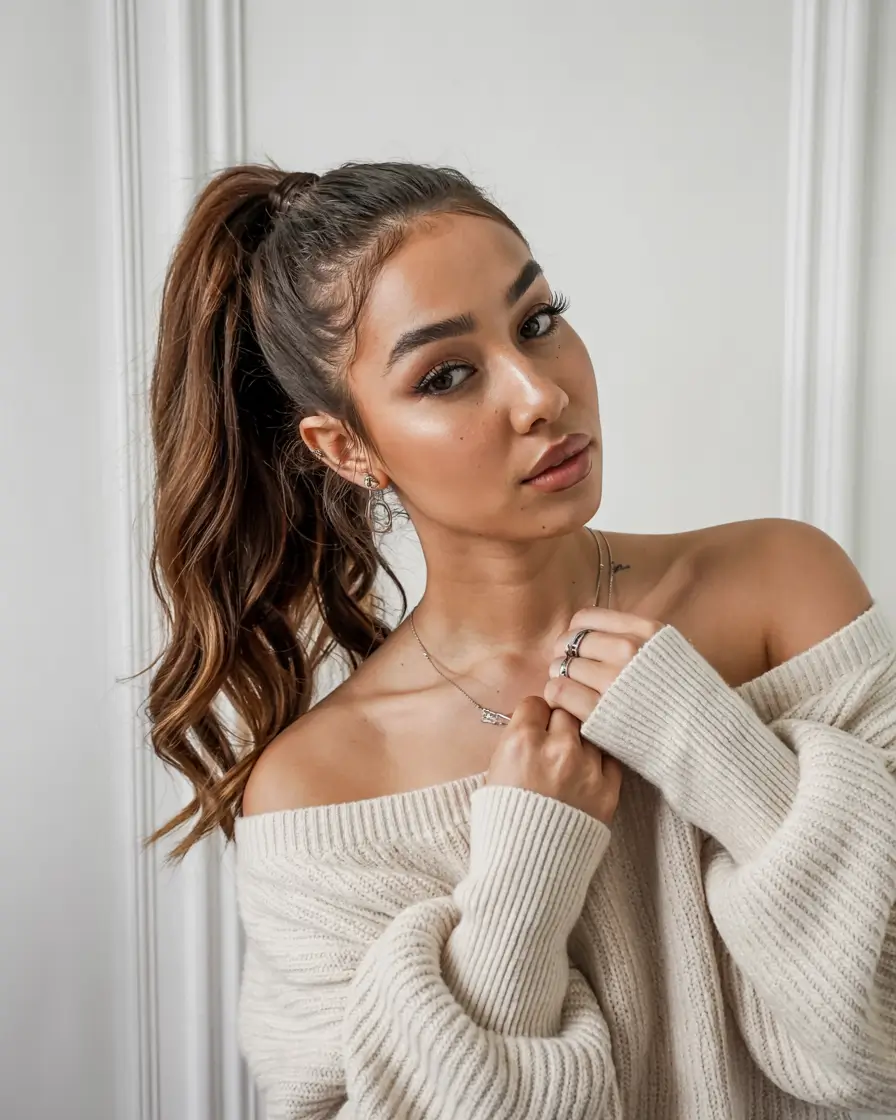 fall hairstyle for long hairs 2025+High Pony with Loose Curls and Volume