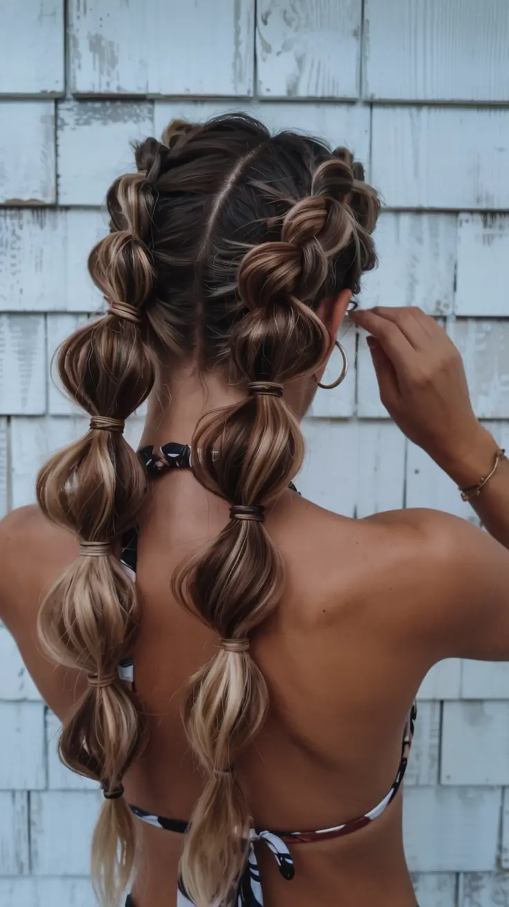 fall hairstyle for long hairs 2025+Bubble Braids with Braided Crown Accents