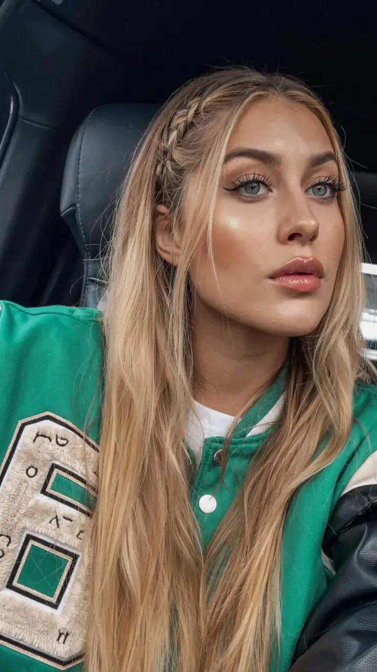 fall hairstyle for long hairs 2025+Side Braids and Sleek Lengths with a Varsity Edge