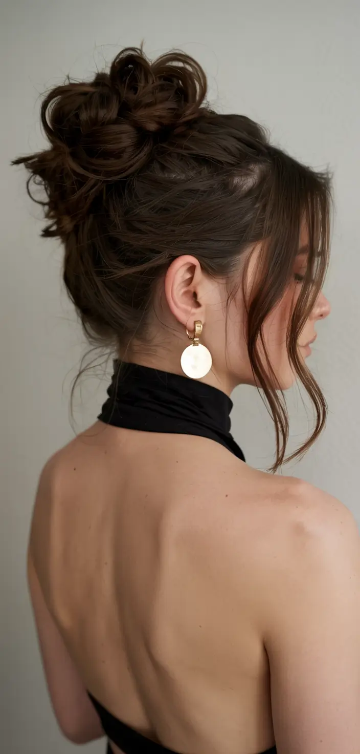 fall hairstyle for medium hair 2025 Twisted Volume Bun for Evenings Out