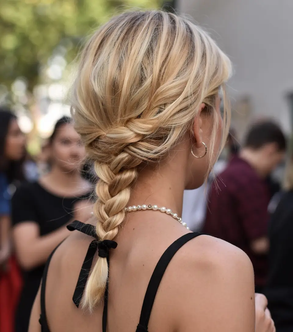 fall hairstyle for medium hair 2025 Classic Side Braid for Cool City Days