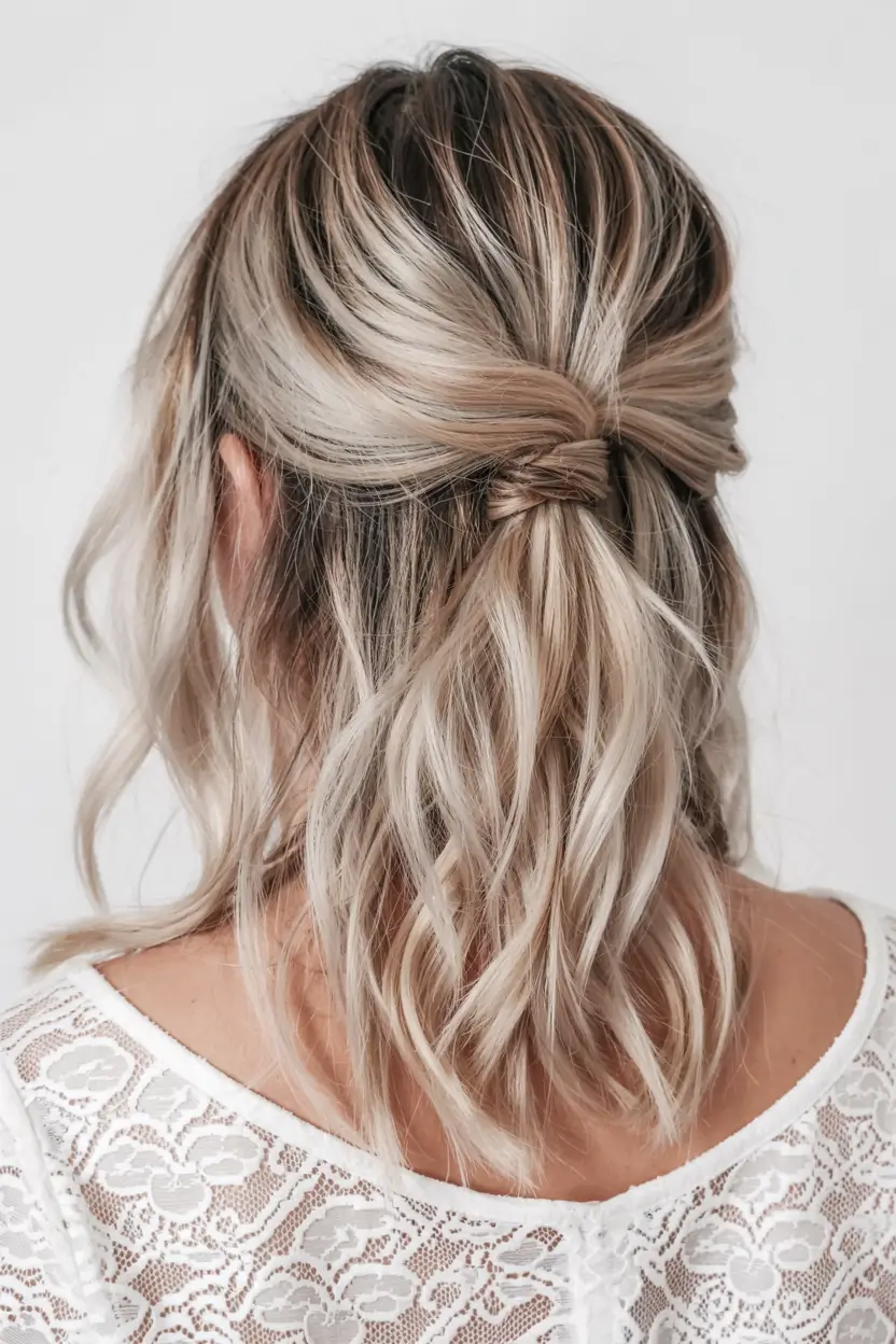 fall hairstyle for medium hair 2025 Chic Vanilla Cream Pullback