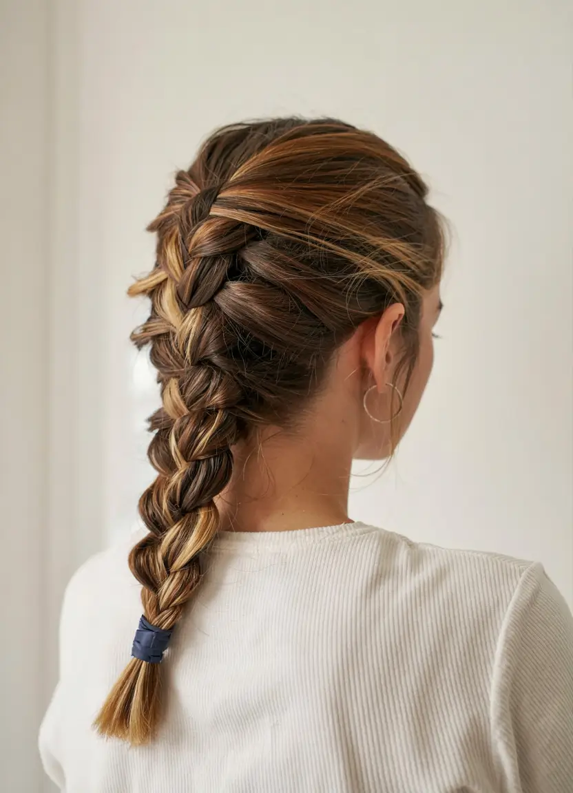 fall hairstyle for medium hair 2025 Low-Tension Classic Braid