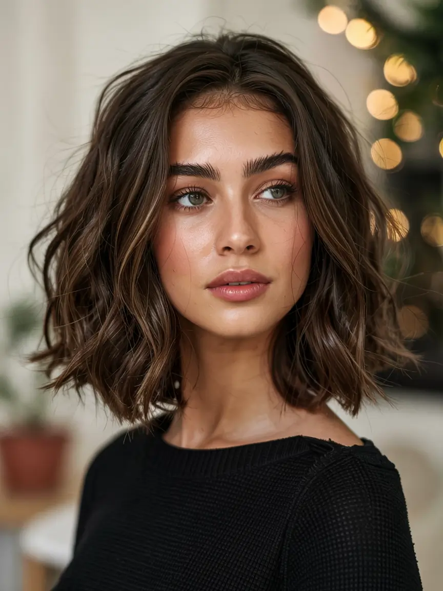 fall hairstyle short hair ideas 2025+Glossy Mid-Bob with Tousled Layers