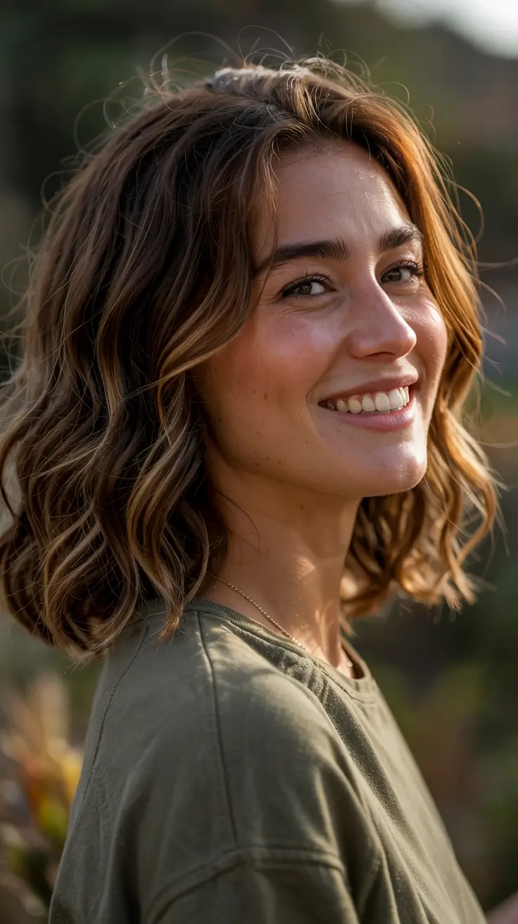 fall hairstyle short hair ideas 2025+Autumnal Bronde with Rooted Warmth