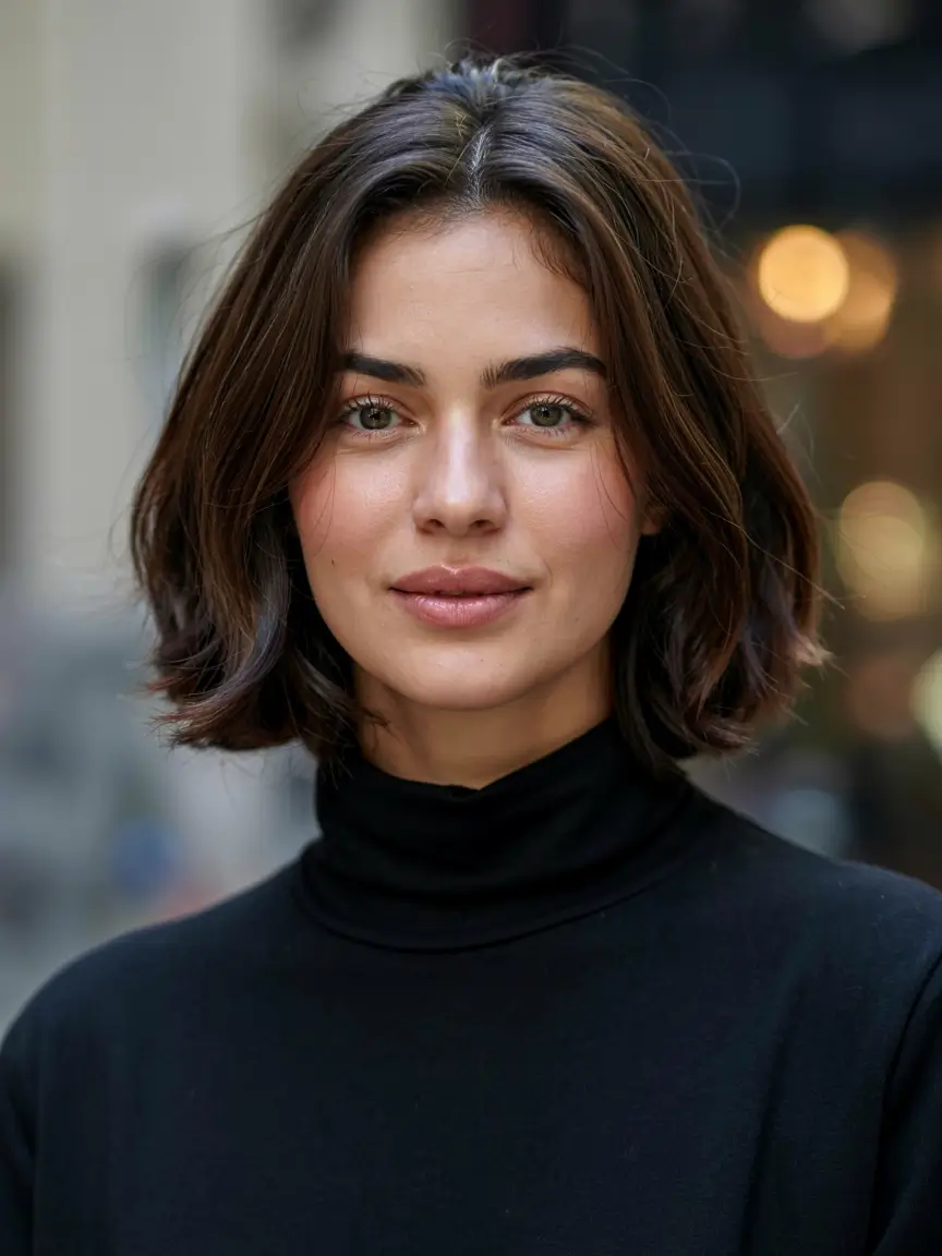 fall hairstyle short hair ideas 2025+Neck-Length Blunt Bob with Minimal Volume