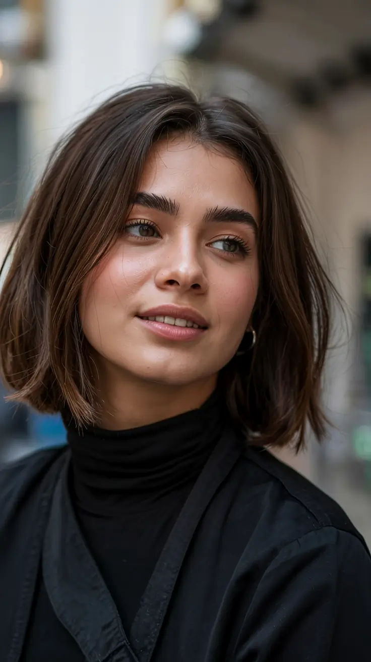 fall hairstyle short hair ideas 2025+Clean Cut Bob with Barely-There Layers