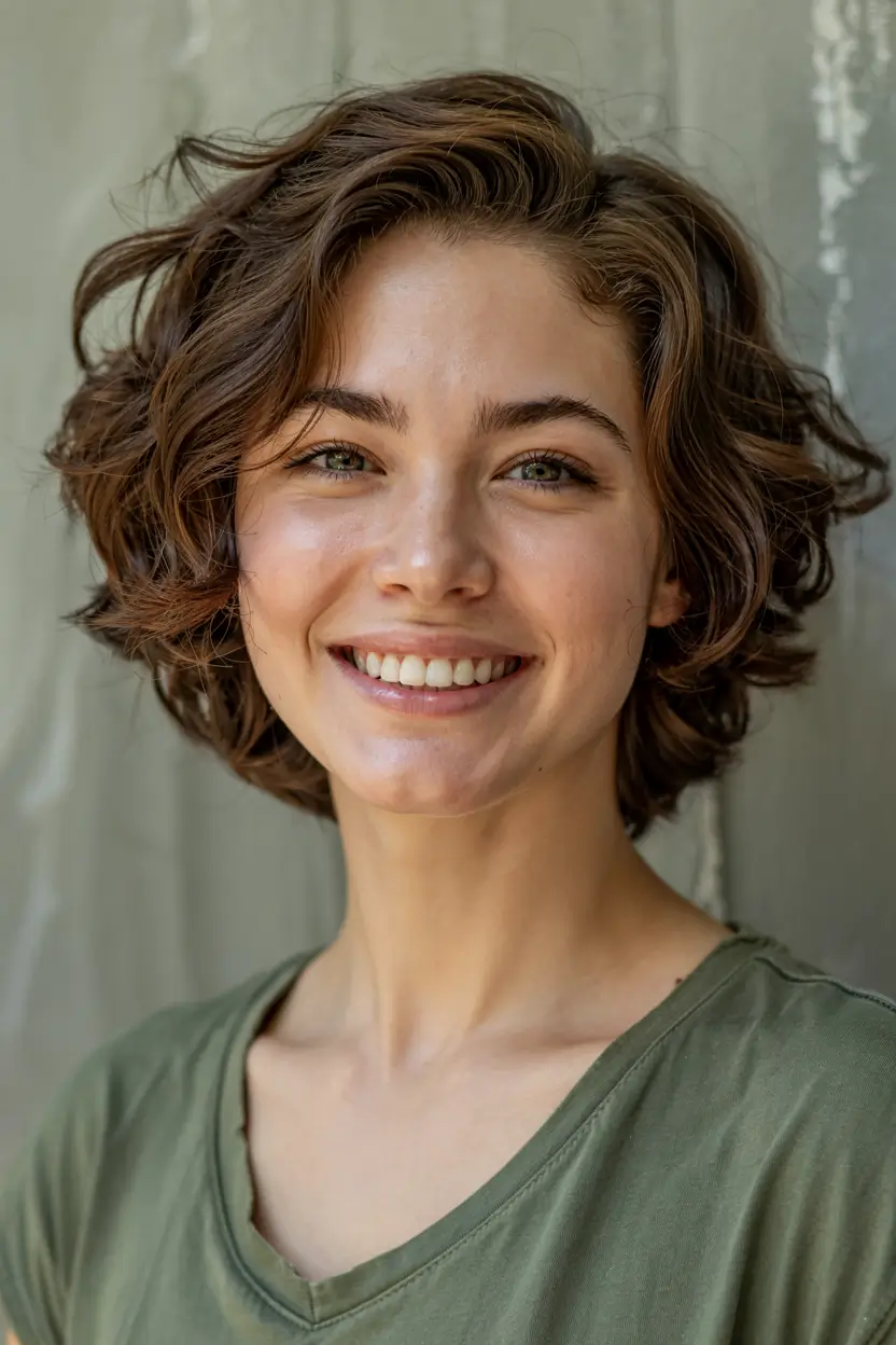 fall hairstyle short hair ideas 2025+Wavy Cropped Bob with Natural Volume