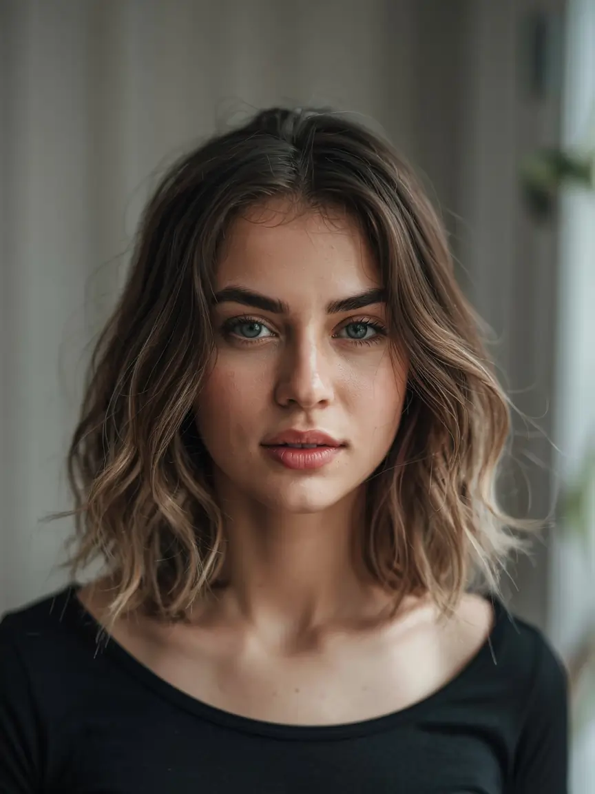 fall hairstyle short hair ideas 2025+Shadow-Rooted Lob with Wavy Layers