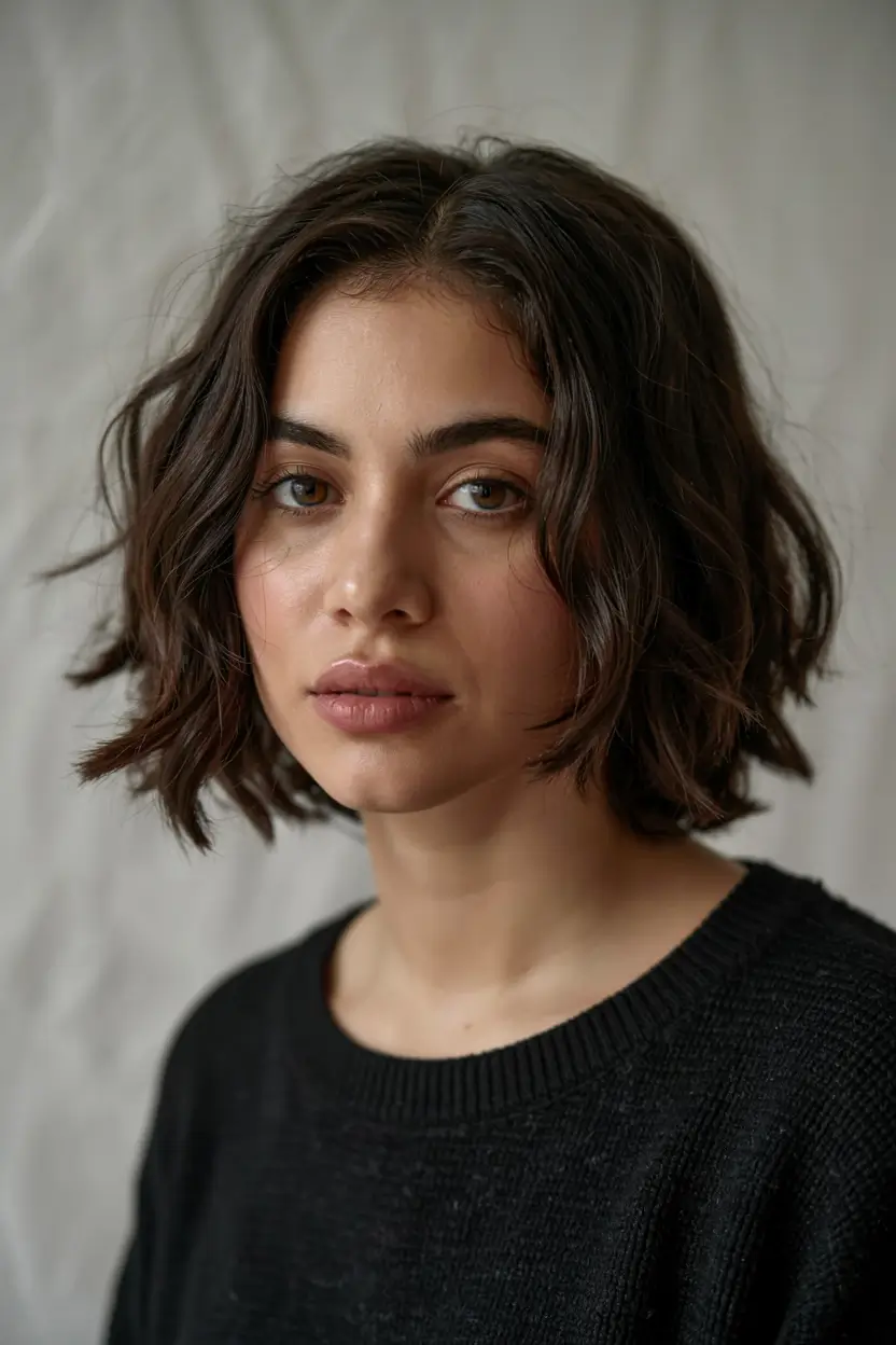 fall hairstyle short hair ideas 2025+Choppy Bob with Undone Texture