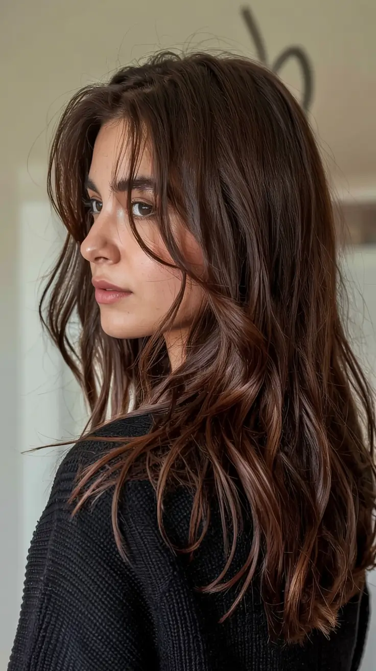 fall hairstyles and colors ideas 2025 Glossy Chocolate Layers