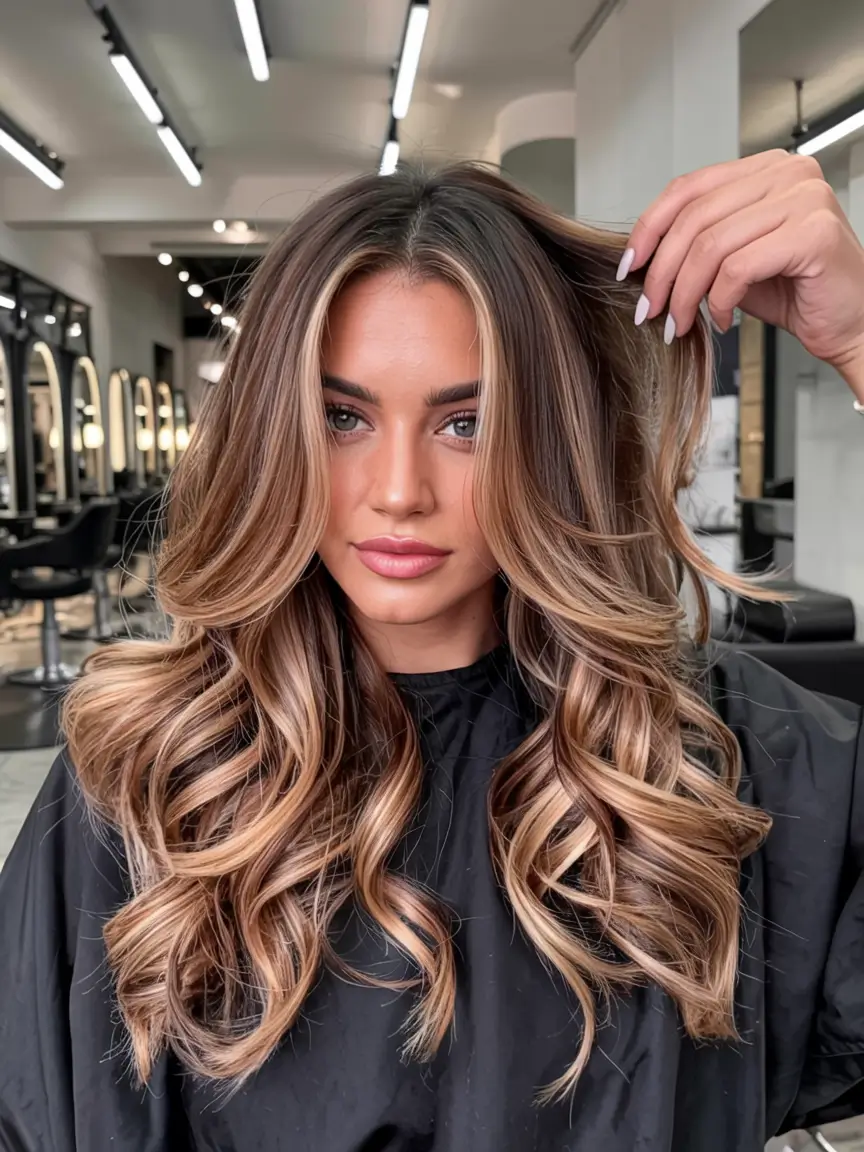 fall hairstyles and colors ideas 2025 Champagne Honey Balayage