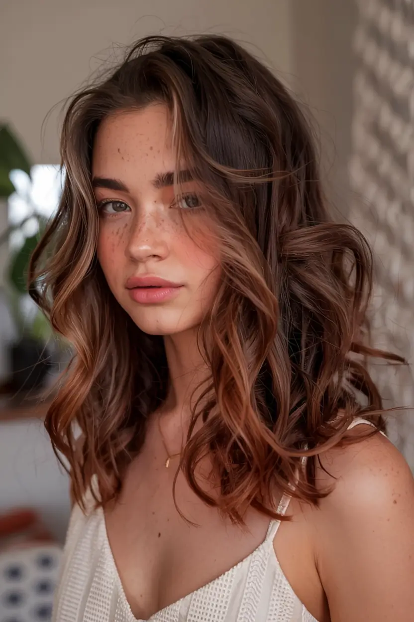 fall hairstyles and colors ideas 2025 Copper-Kissed Medium Waves
