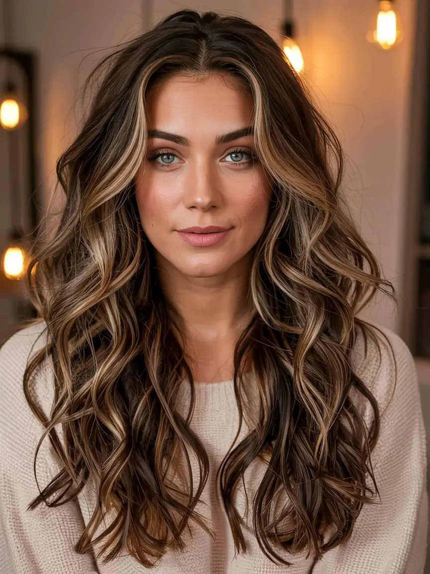 fall hairstyles and colors ideas 2025 Toasted Caramel Waves